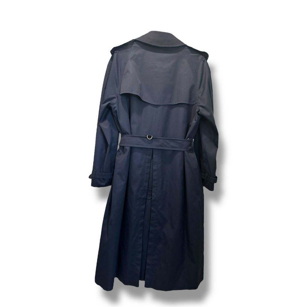 Vintage Burberrys Navy Trench Coat 44 Long Removable Wool Liner - Picture 2 of 10